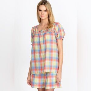Johnny Was DELACEY PUFF SLEEVE PEASANT TOP XL
plaid feminine cottagecore cotton